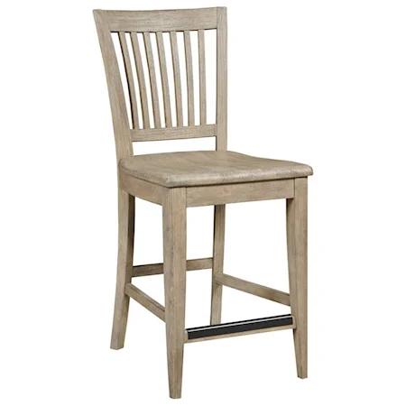 Solid Wood Counter Height Slat Back Chair